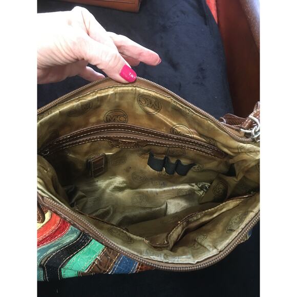 M.C. Marc Chantal Kirstin Multi Colored Croco Embossed Leather Hobo Bag Purse - Picture 3 of 13